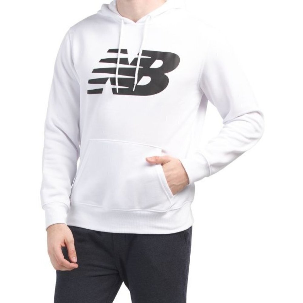 NEW BALANCE Fleece Logo Hoodie White Men Size L